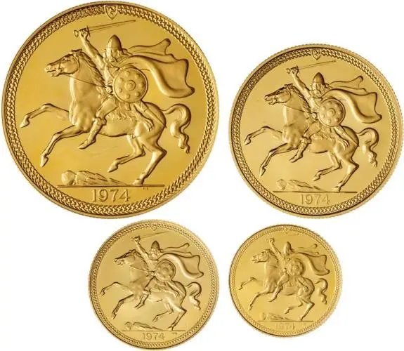 1974 Gold Proof Sovereign 4 Coin Set - Isle of Man set reverse