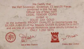 1977 Gold Proof Sovereign Elizabeth II Coin Set Isle of Man 4 Coins with cert