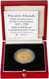 1988 Gold Proof 150th Anniversary of the Constitution $250  Coin Single Pitcairn Islands with box