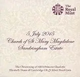 2015 UK Coin £5 / Crown Silver Proof The Christening of Princess Charlotte 21779