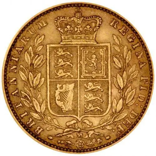 1874 Gold Sovereign Victoria Young Head Shield Melbourne Mint 25389