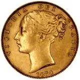 1874 Gold Sovereign Victoria Young Head Shield Melbourne Mint 25388