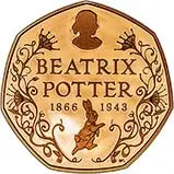 2016 UK Coin 50p Gold Proof Beatrix Potter - 150th Anniversary