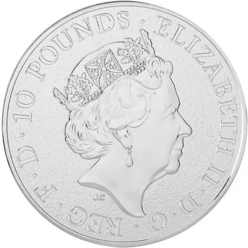 2017 Silver Bullion Ungraded 10 Ounce Queen's Beasts Lion of England  Coin Single Pre-Owned United Kingdom The Royal Mint obverse
