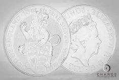2017 Silver Bullion Ungraded 10 Ounce Queen's Beasts Lion of England  Coin Single Pre-Owned United Kingdom The Royal Mint reverse and obverse