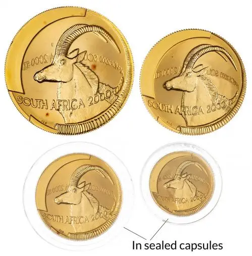 2000 Gold Proof Antelope Coin Set South Africa Natura 4 Coins reverse