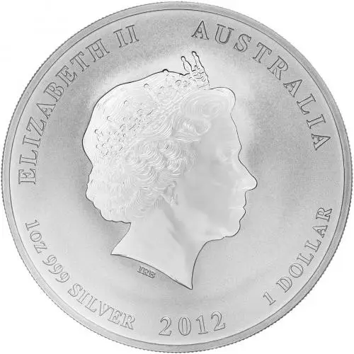 2012 Silver 1 Ounce Lunar Year of the Dragon  Coin Single Australia Perth Mint obverse