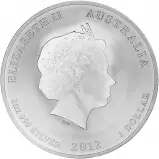 2012 Silver 1 Ounce Lunar Year of the Dragon  Coin Single Australia Perth Mint obverse