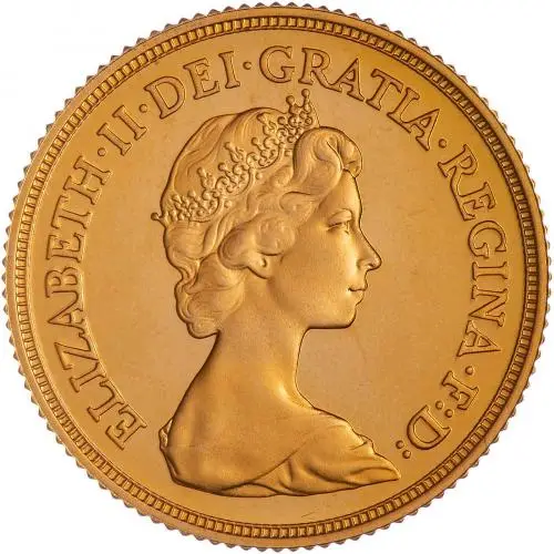 1982 Gold Proof Full Sovereign Elizabeth II Coin Without Box Without Cert United Kingdom The Royal Mint Second Portrait obverse