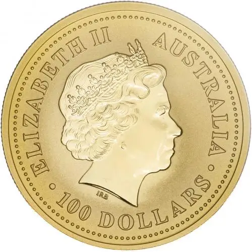2004 Gold 1 Ounce Kangaroo Nugget Coin Single $100 Australia Perth Mint obverse