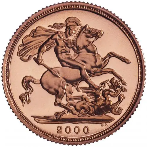 2000 Gold Full Sovereign Elizabeth II Proof Capsule Only reverse