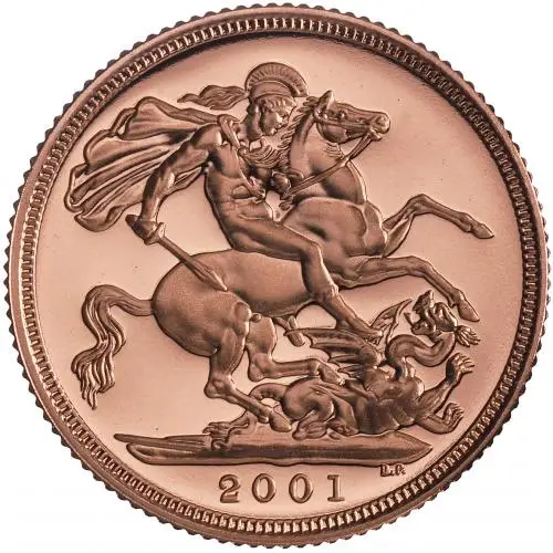 2001 Gold Proof Full Sovereign Elizabeth II Without Box Without Certificate reverse