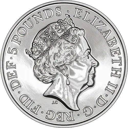 2017 UK Coin £5 / Crown BU Queen's Beasts - Lion of England Obverse
