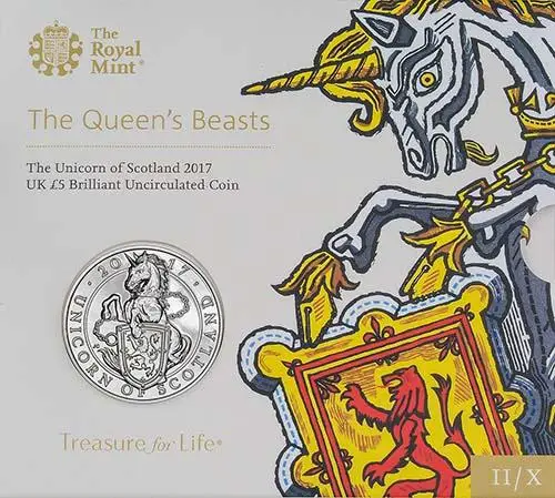 2017 UK Coin £5 / Crown BU Queen's Beasts - Unicorn of Scotland 22993