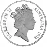 1998 Silver 1 Ounce Perth Mint Kangaroo  Coin obverse