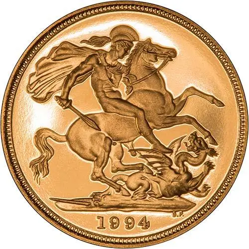1994 Gold Sovereign Elizabeth II Proof Reverse