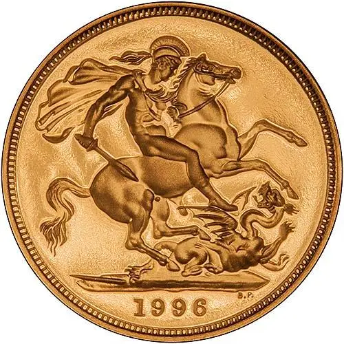1996 Gold Sovereign Elizabeth II Proof Reverse