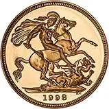 1998 Gold Full Sovereign Elizabeth II Proof Reverse