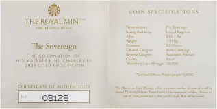 2023 Coronation of King Charles III Gold Proof Sovereign Cert Chards