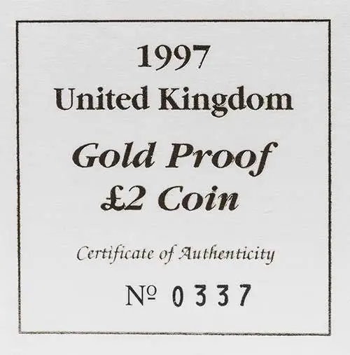 1997 Shoulders of Giants £2 Gold Proof Bimetallic With Cert 