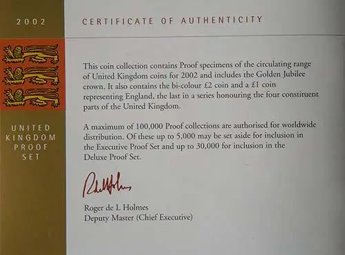 2002 Whole Coin Set UK Annual Proof - Standard 23718