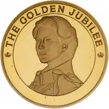 2002 Golden Jubilee Turks and Caicos Gold Proof 1 oz Coin reverse