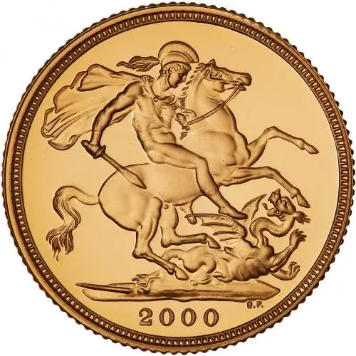 2000 Gold Proof Sovereign Elizabeth II  Coin Single United Kingdom 2 Coins full sovereign reverse