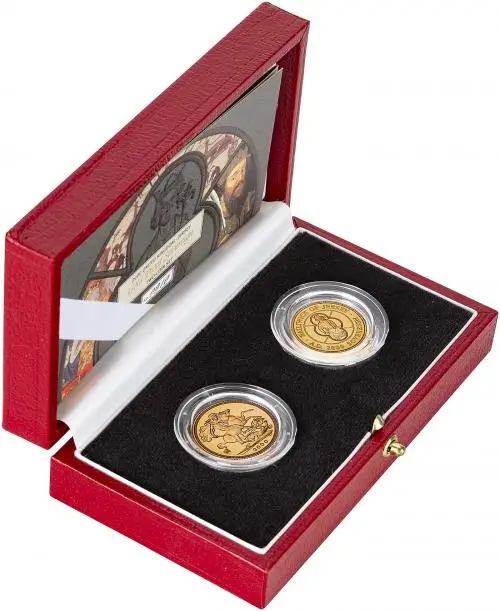 2000 Gold Proof Sovereign Elizabeth II  Coin Single United Kingdom 2 Coins in box side view