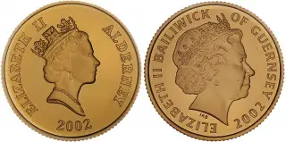 2002 Golden Jubilee Alderney and Guernsey Gold Proof 2-Coin Set obverse