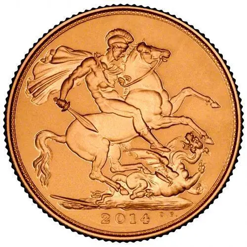 2014 Gold Sovereign Elizabeth II Proof Reverse