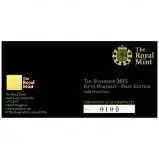 2015 Gold Full Sovereign Elizabeth II Proof Fifth Portrait 21024