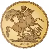 2016 Gold Full Sovereign Elizabeth II Proof reverse