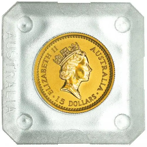 1992 Gold Kangaroo Nugget 0.1 oz Bullion Coin obverse capsule