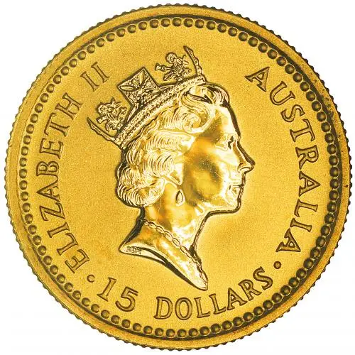 1992 Gold Kangaroo Nugget 0.1 oz Bullion Coin obverse