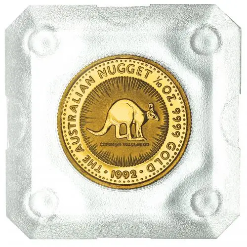 1992 Gold Kangaroo Nugget 0.1 oz Bullion Coin reverse capsule