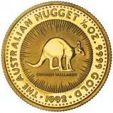 1992 Gold Kangaroo Nugget 0.1 oz Bullion Coin reverse