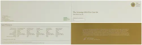 2016 Gold Sovereign Queen Elizabeth II 90th Birthday Portrait 5 Coin Set - Pre-Owned certificate close up
