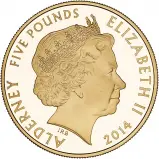 2014 Gold Proof Elizabeth II 300th Anniversary of the Coronation of King George £5  Coin With Box with Cert Alderney obverse