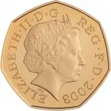 2003 Gold Proof Elizabeth II Women's Social and Political Union Pound Sterling 50 Pence Coin Single United Kingdom The Royal Mint obv