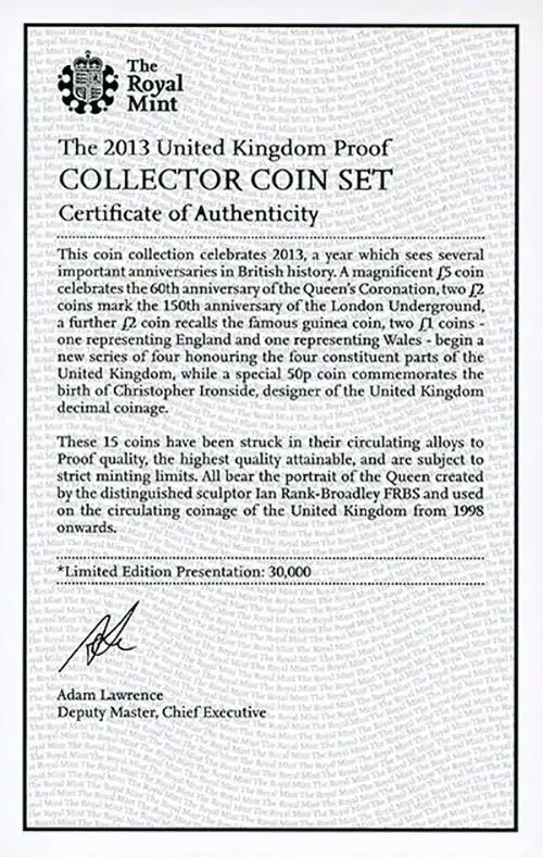 2013 Whole Coin Set UK Annual Proof - Collector Edition 21049