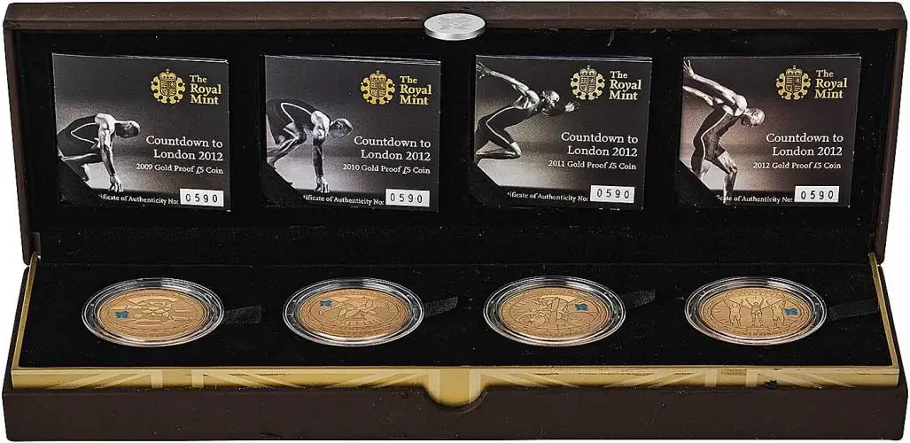 2009-2012 Gold Proof Countdown to the Olympics  Coin Sets with Cert United Kingdom The Royal Mint 4 Coins