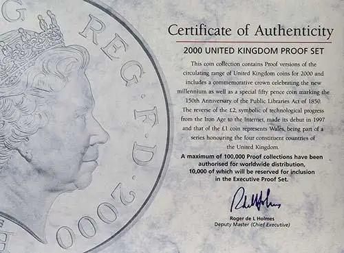 2000 Whole Coin Set UK Annual Proof - Executive 21058