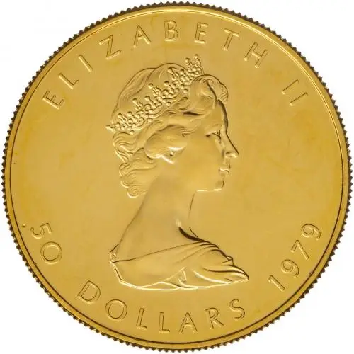 1979 Gold Bullion 1 Ounce Maple Coin Canada Royal Canadian Mint obverse