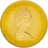 1982 Gold Uncirculated 1 Ounce Maple Coin Single Canada Royal Canadian Mint obverse
