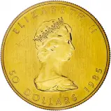 1985 Gold Uncirculated 1 Ounce Maple Coin Single Canada Royal Canadian Mint Obverse