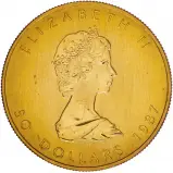 1987 Gold Uncirculated 1 Ounce Maple  Coin Single Canada Royal Canadian Mint Obverse