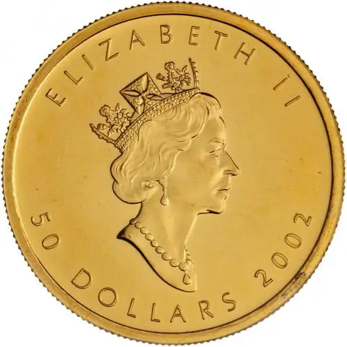2002 Gold Maple Leaf 1 oz $50 Bullion Coin  obverse