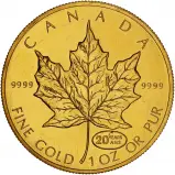 1999 Gold Maple Leaf 1 oz $50 Bullion Coin - 20 Years Privy Mark
