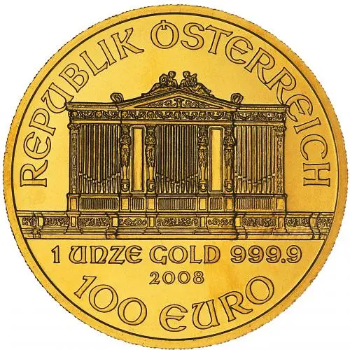 2008 Gold 1 oz Philharmonic Bullion Coin obverse