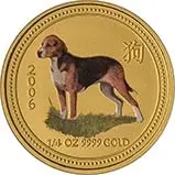 2006 0.25 oz Gold Coin Lunar Year of the Dog Perth Mint Bullion Coloured